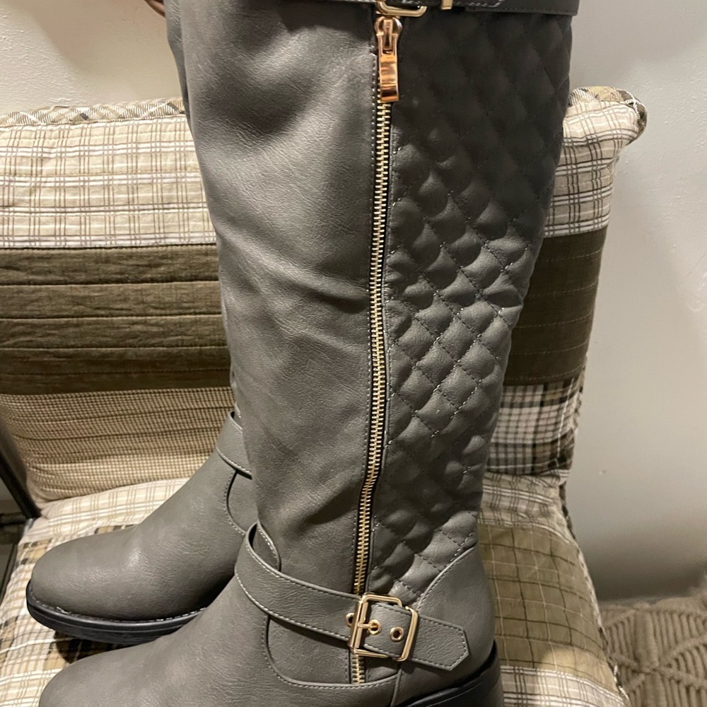 Stylish Gray Knee-High Boots